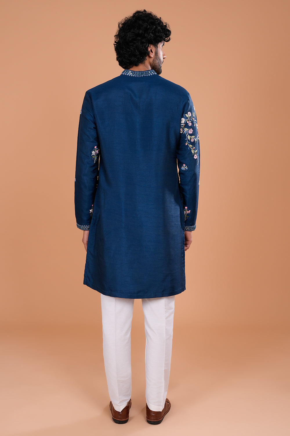 Deep Navy Blue Silk Men's Kurta Set