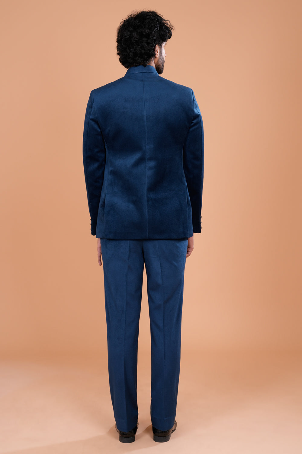 Teal Blue Suede Jodhpuri Set