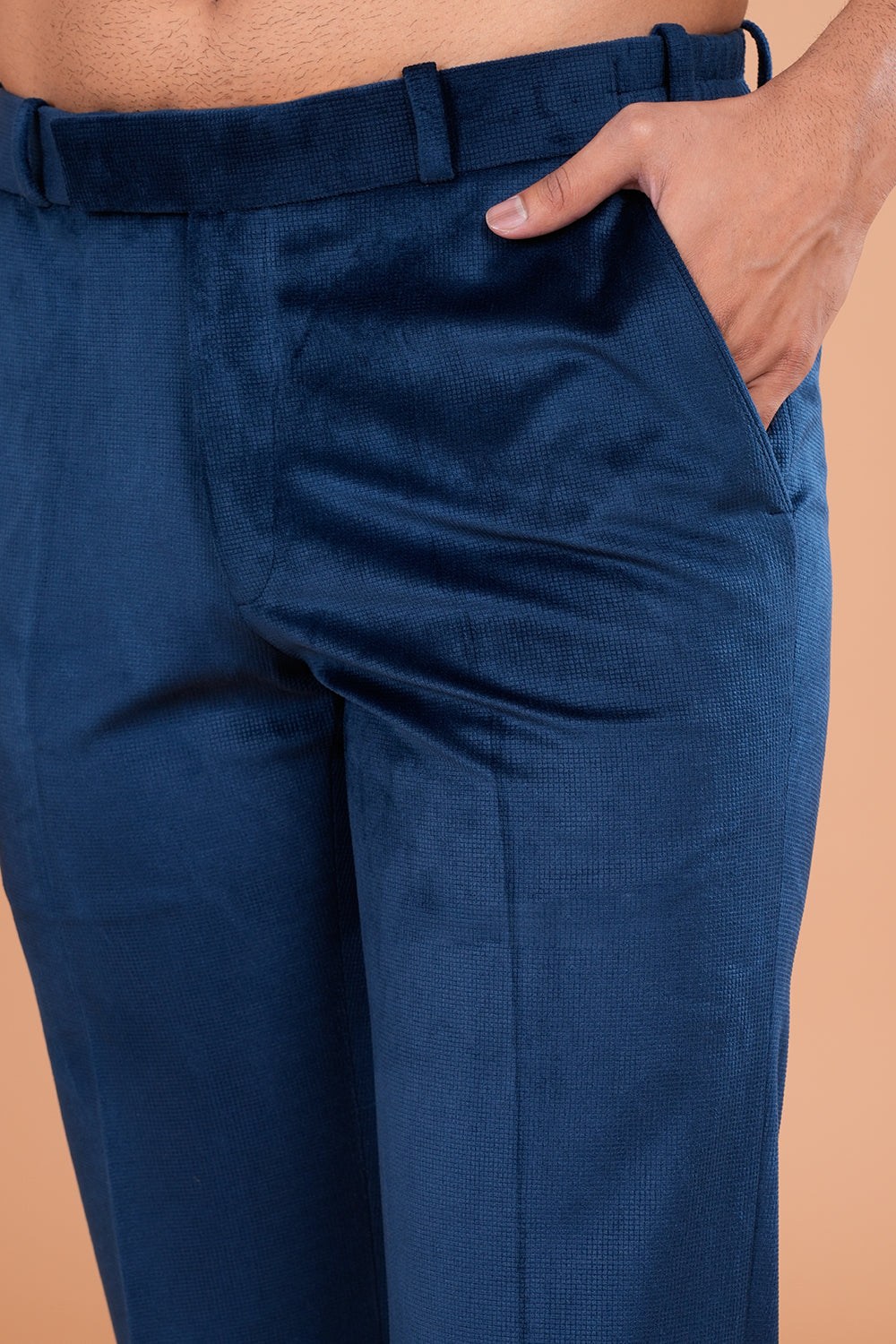 Teal Blue Suede Jodhpuri Set