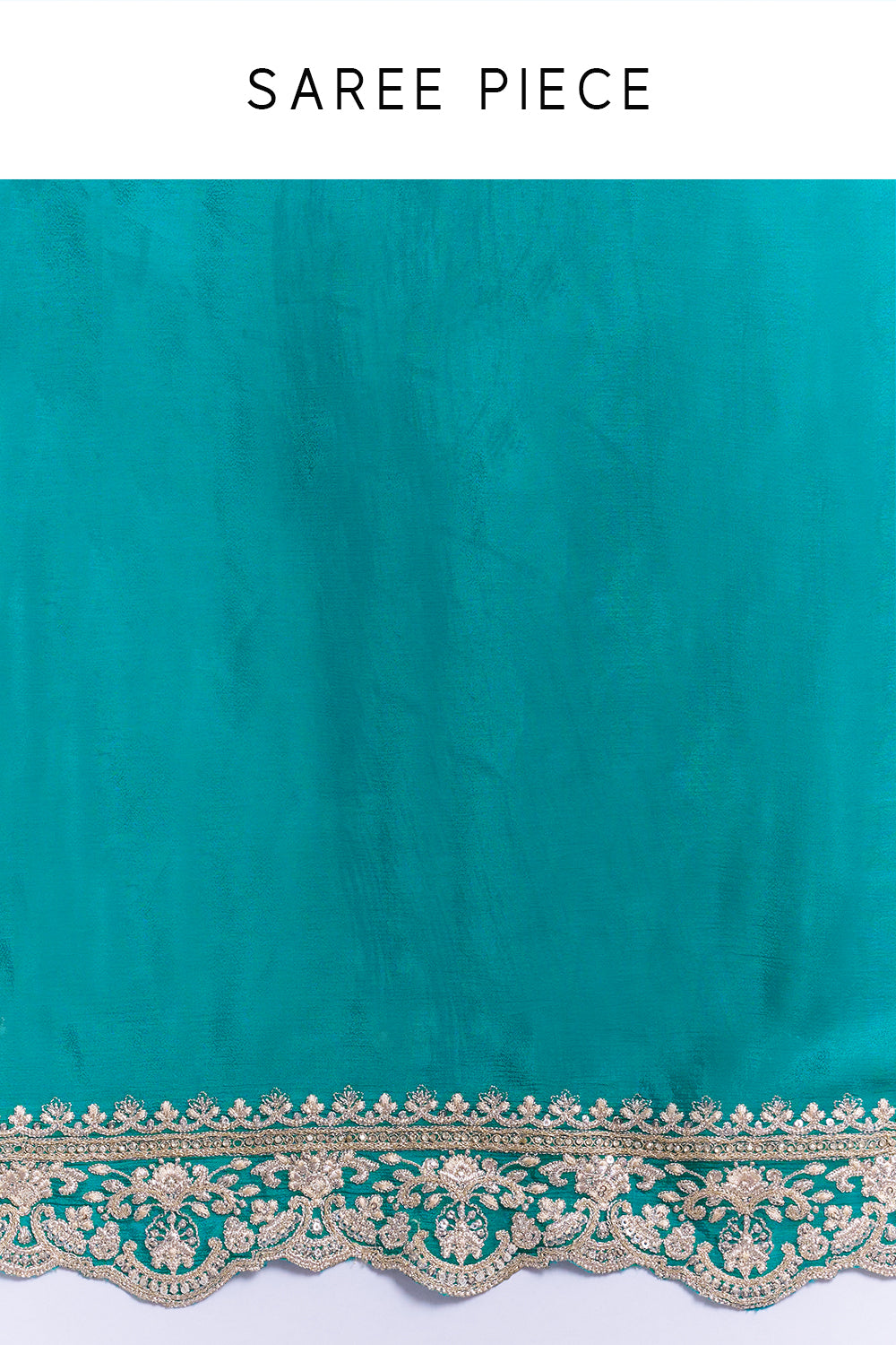 Teal Green Chiffon Saree with Stitched Blouse
