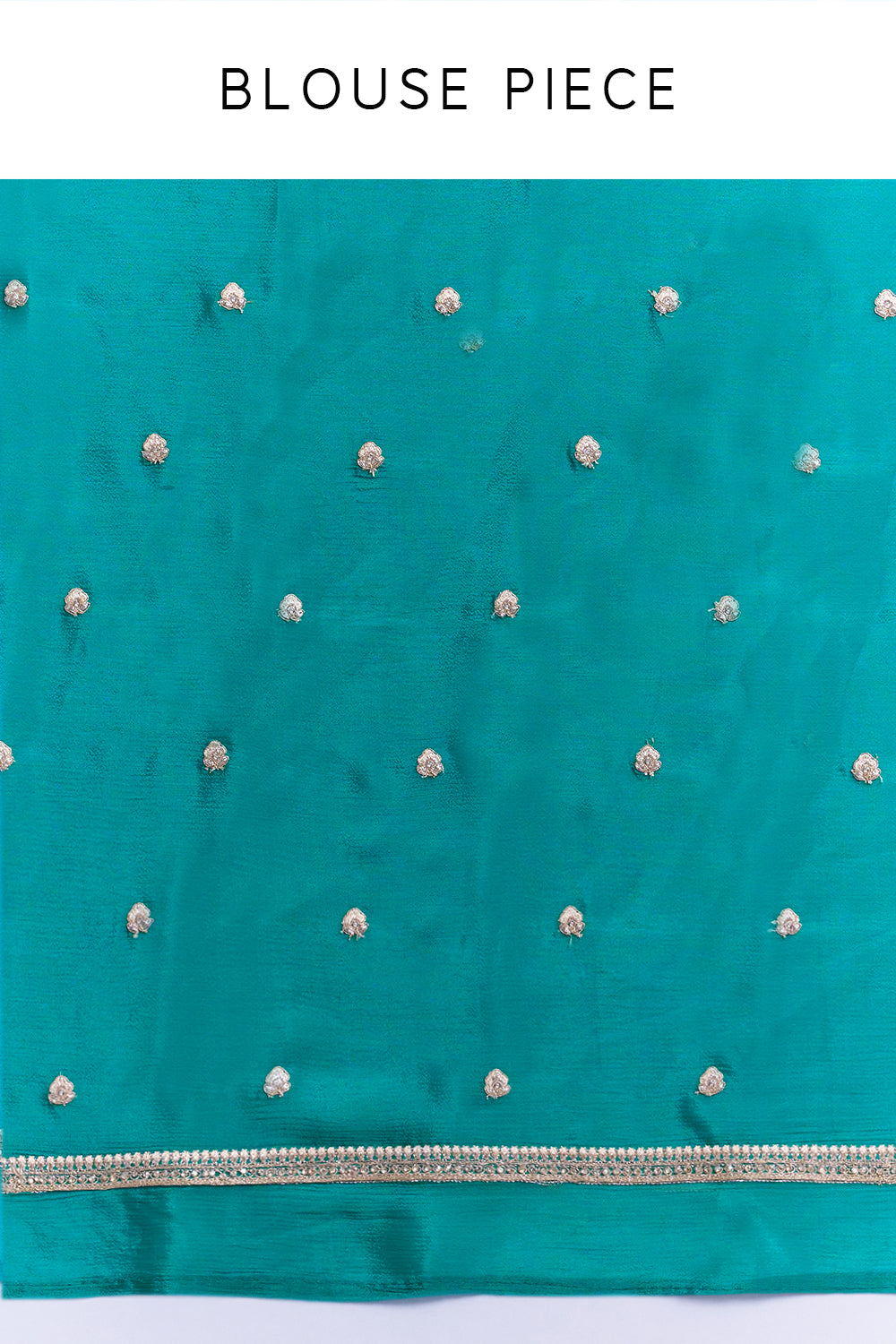 Teal Green Chiffon Saree with Stitched Blouse
