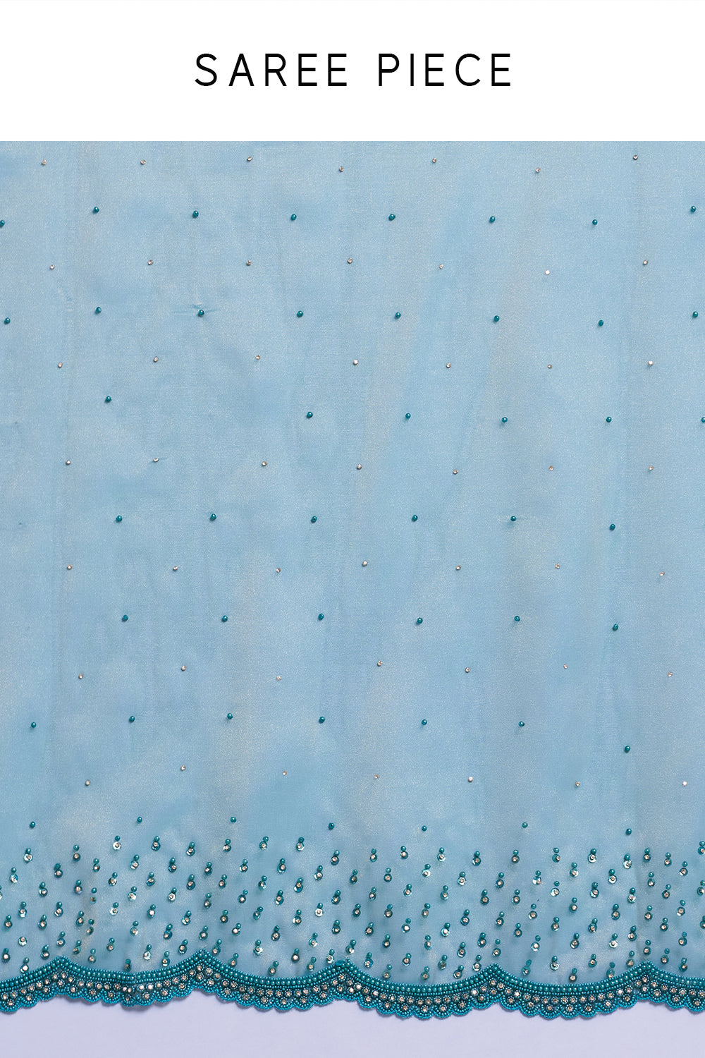 Teal Green Shimmer Organza Embellished Saree