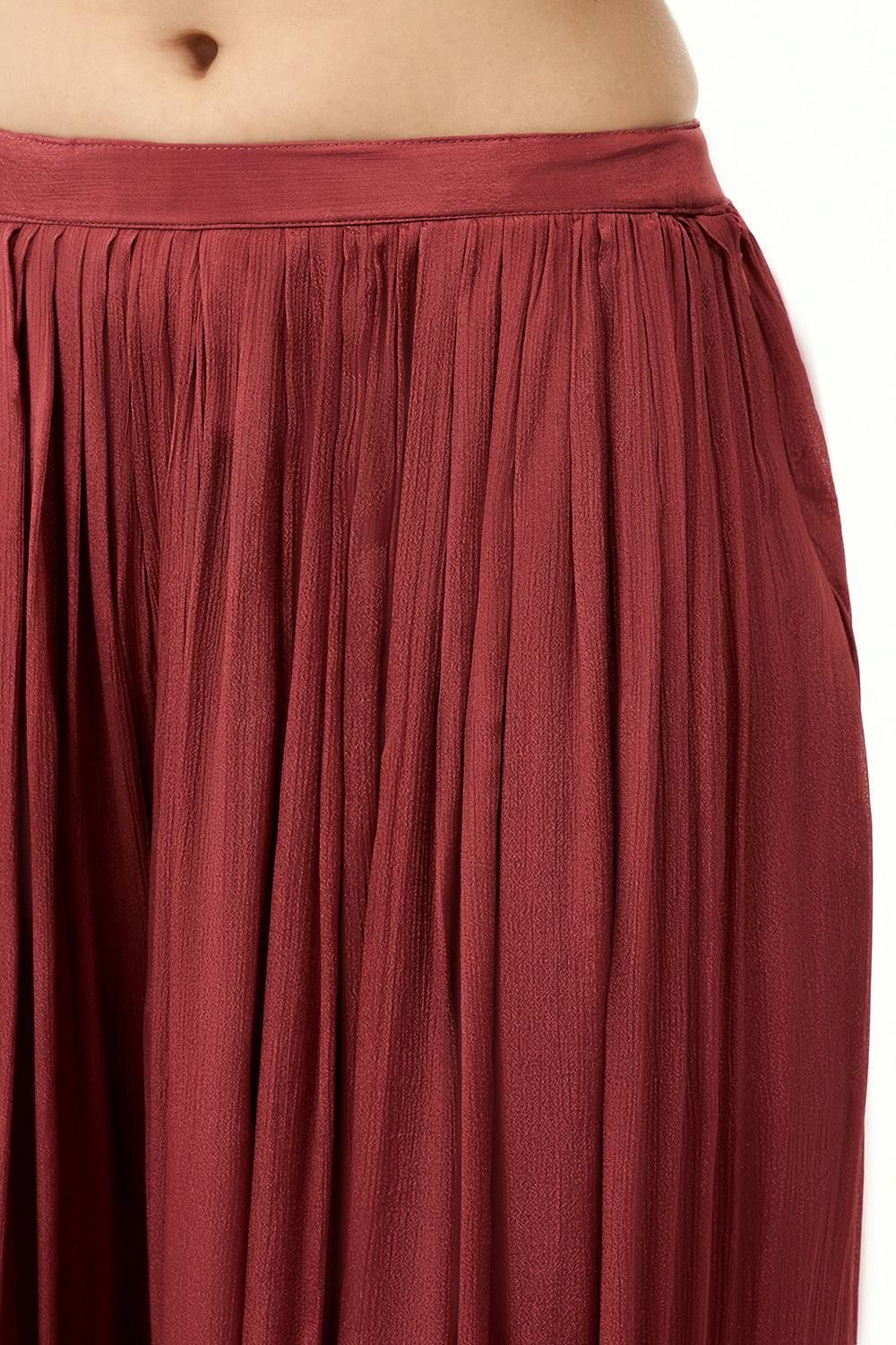 Terracotta Brown Chinon Palazzo Set with Sequin Work