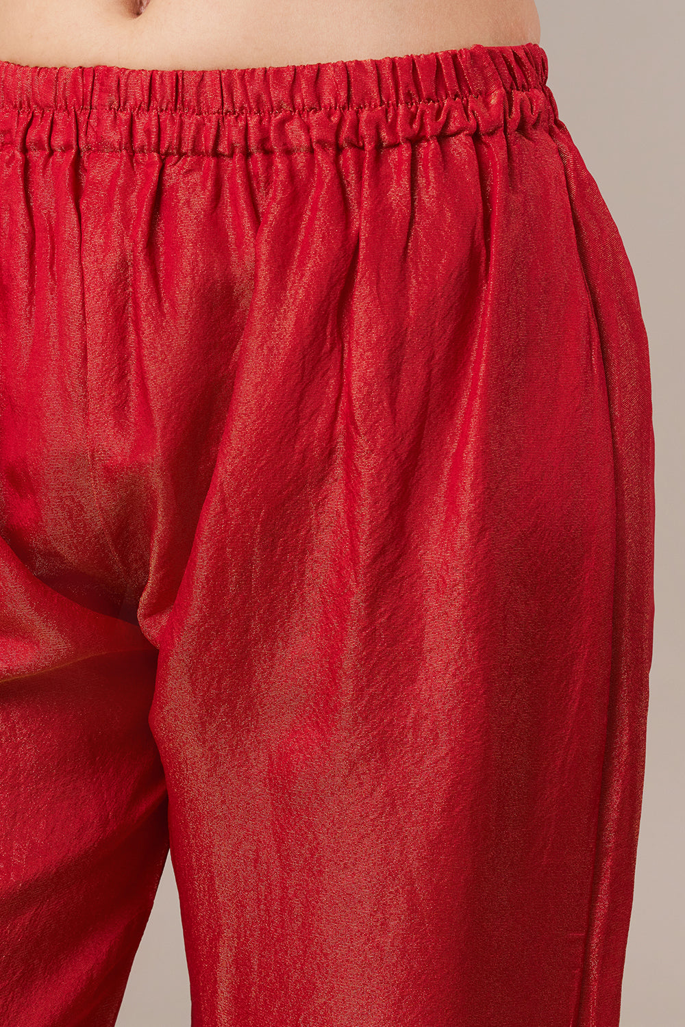 Tomato Red Chinon Sharara Suit with Resham and Cutdana Work