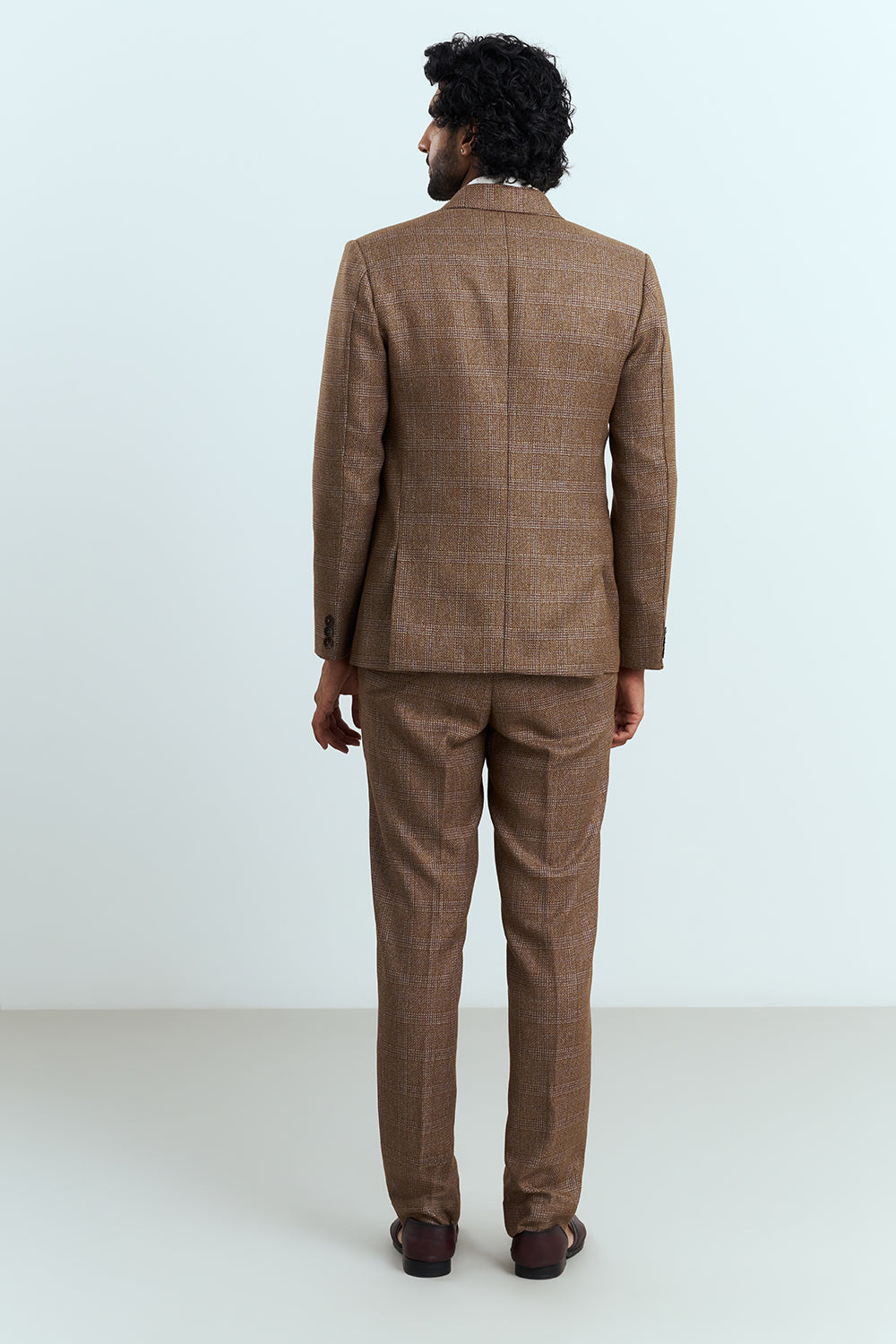 Warm Brown Textured Three-Piece Men's Suit Set