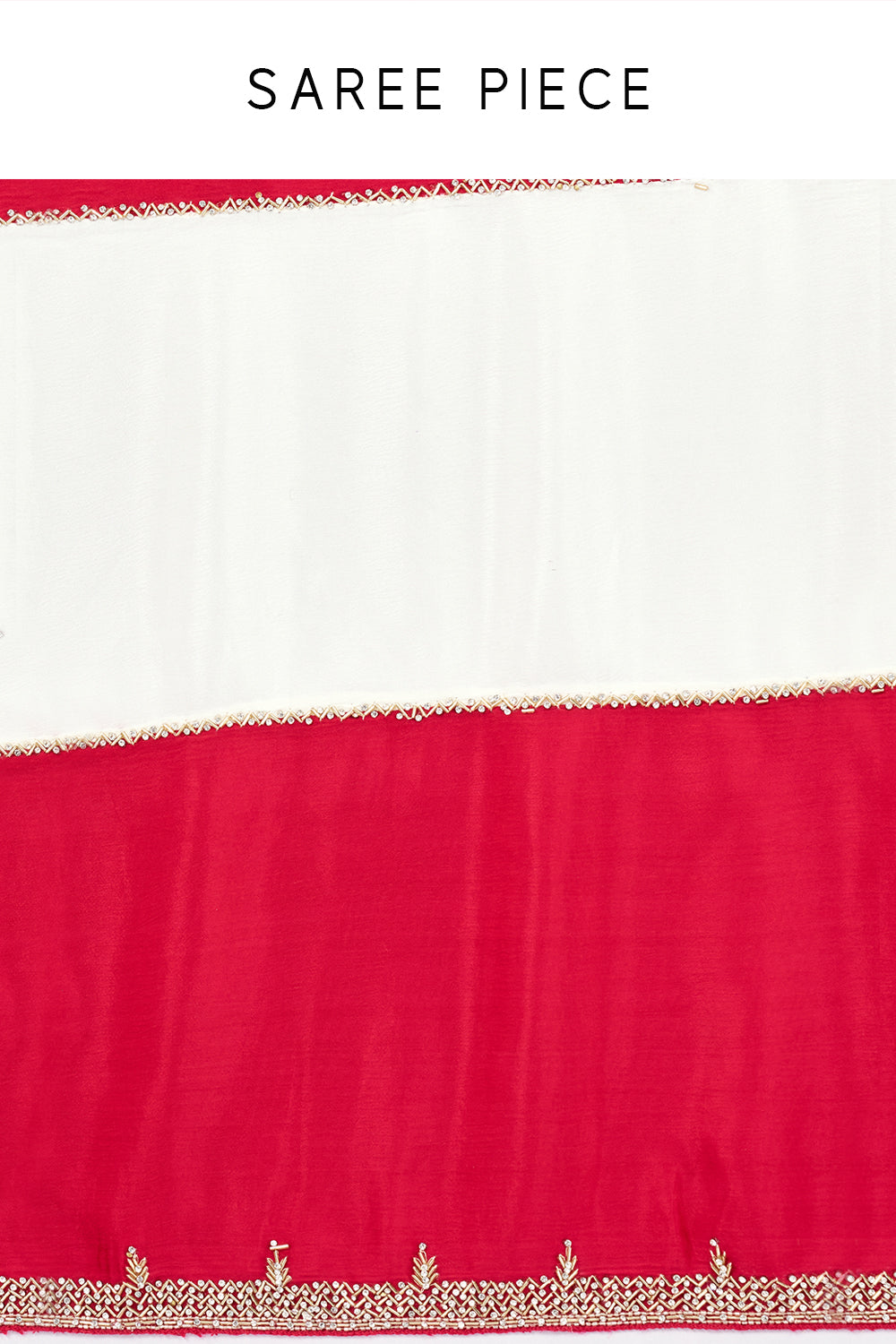 White and Hot Pink Satin Stripe Pattern Saree with Embroidered Border