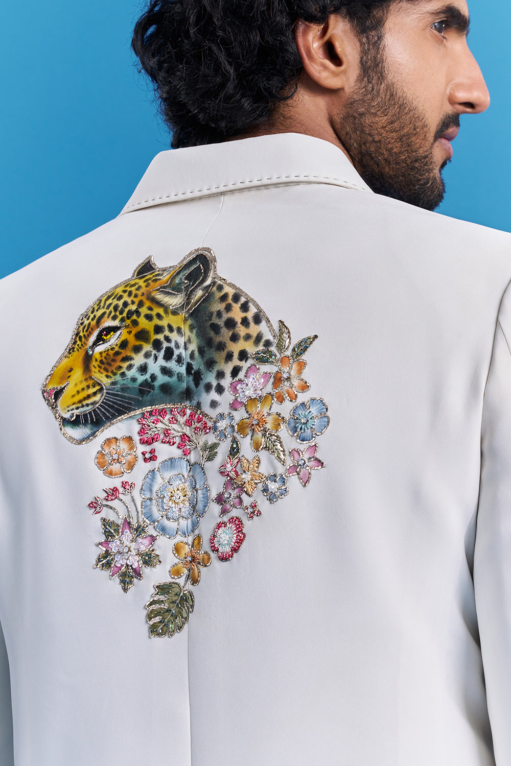 Wildlife Ivory White Embroidered Blazer Set