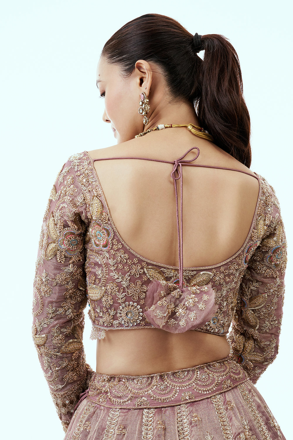 Wine Ombre Lehenga with Resham and Sequin Embroidery