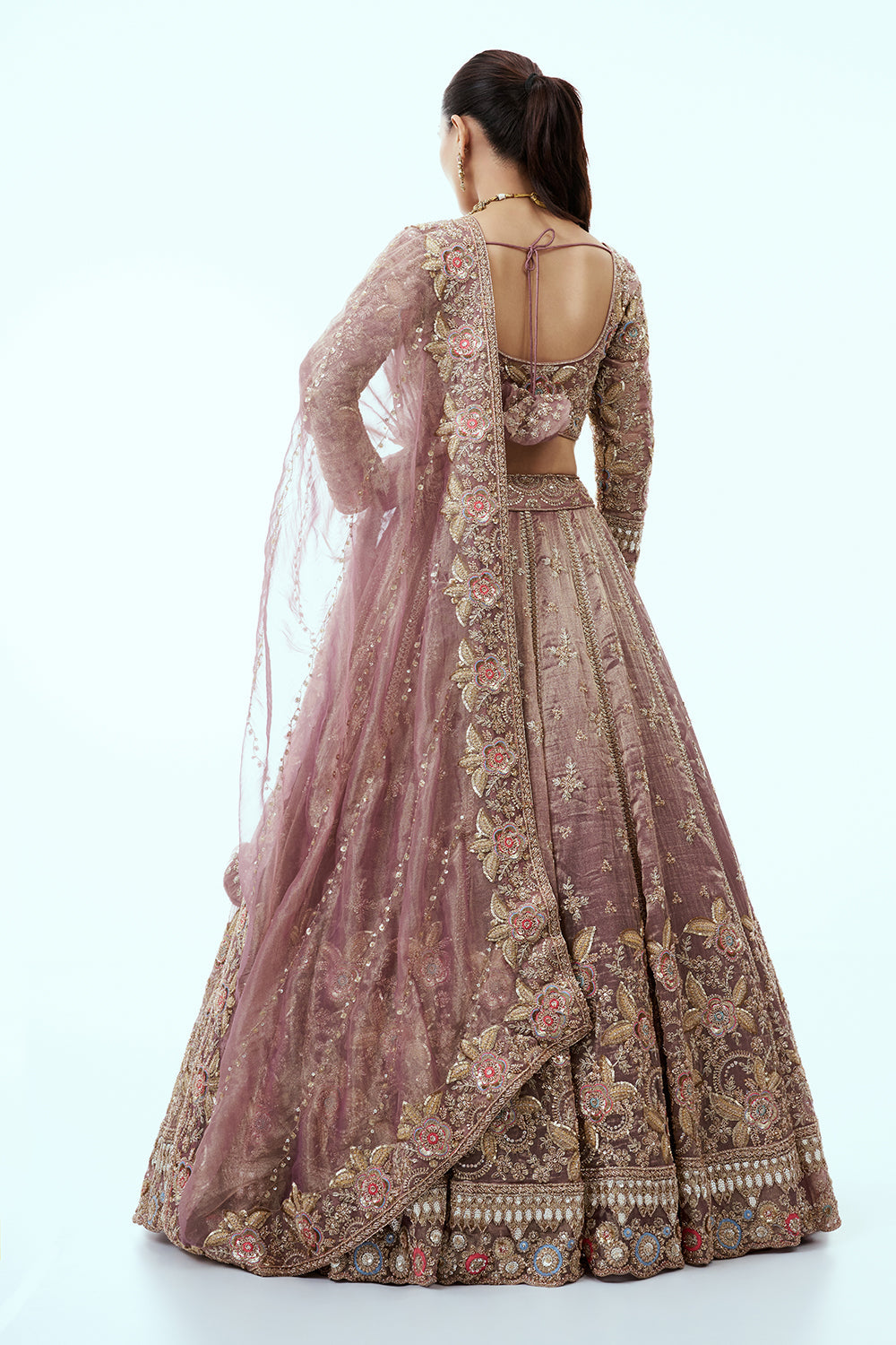 Wine Ombre Lehenga with Resham and Sequin Embroidery
