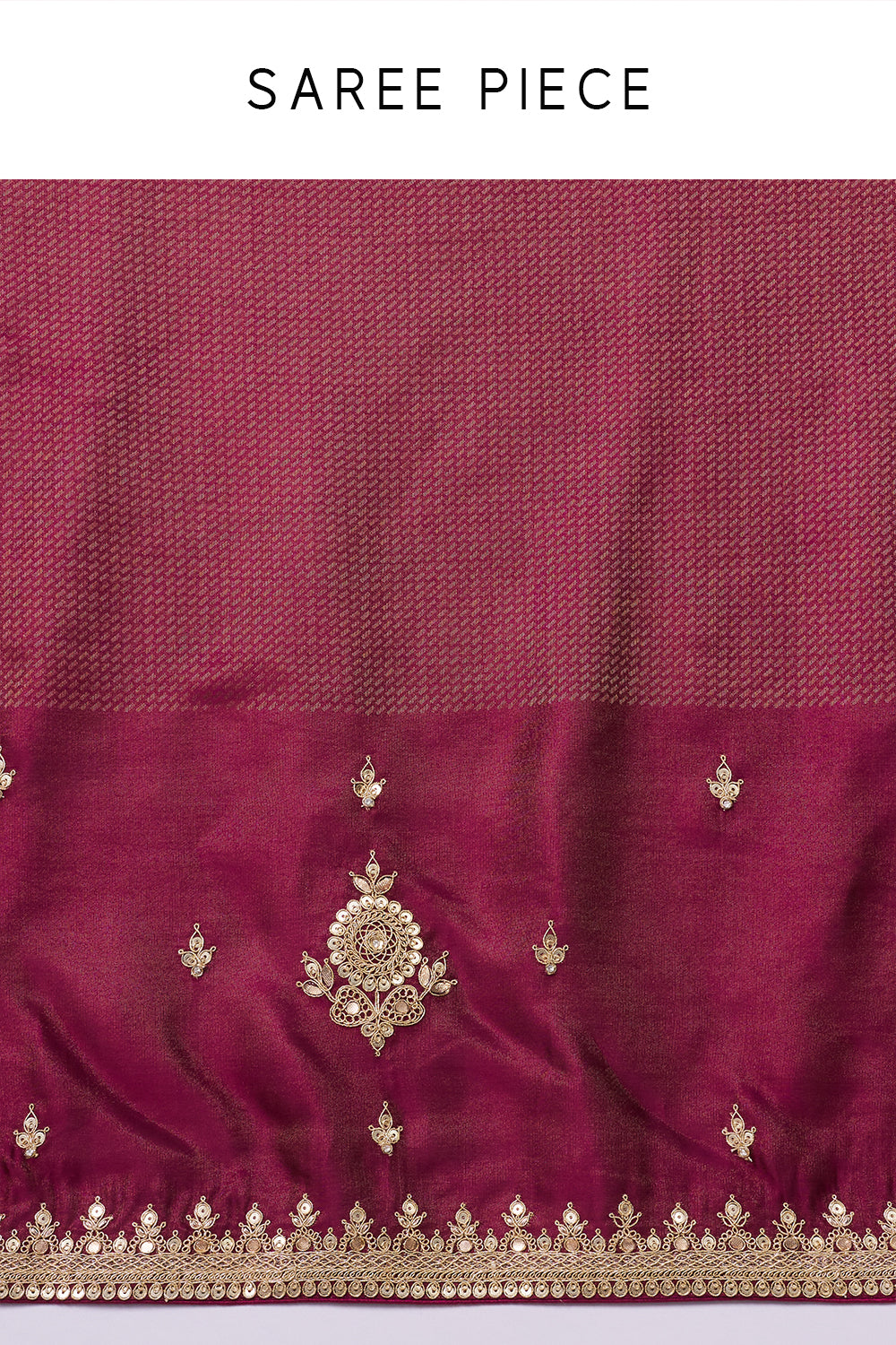Wine Tissue Silk Jacquard Saree with Zari and Sequin Work
