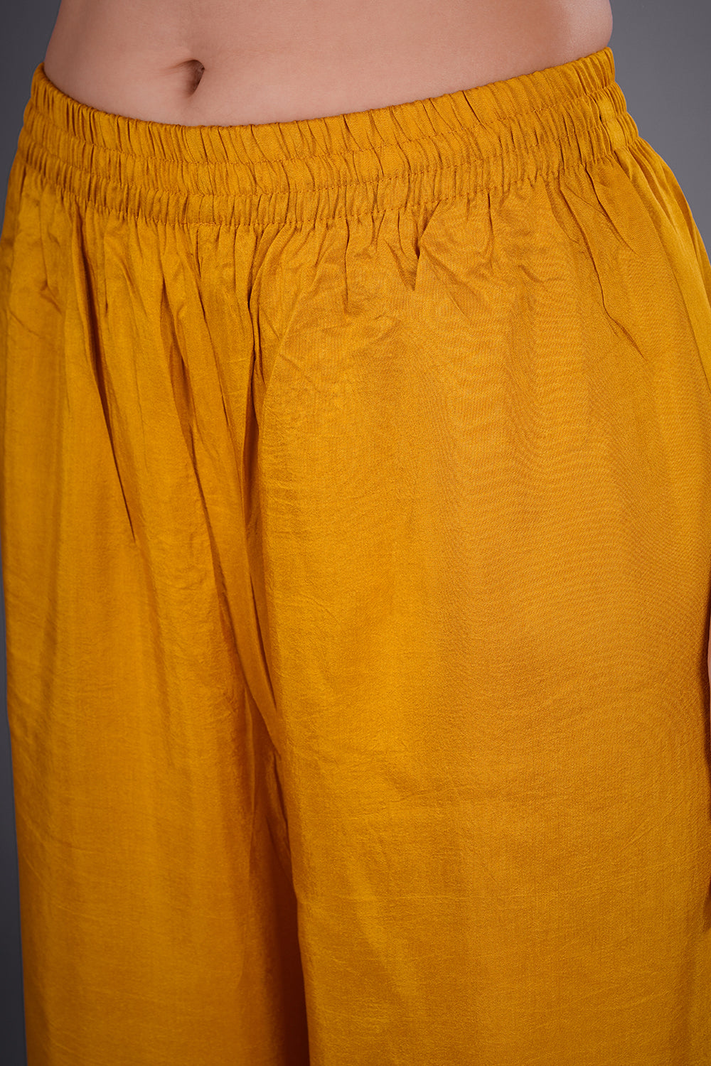 Yellow Banarasi Short Kurta Set with Zari Weaving