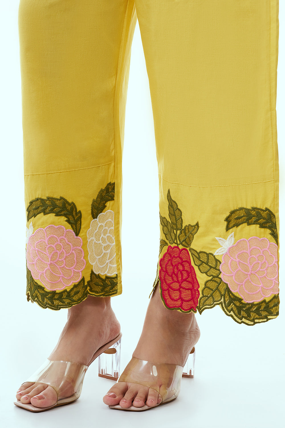 Yellow Mul Cotton Coord Set with Resham Embroidery