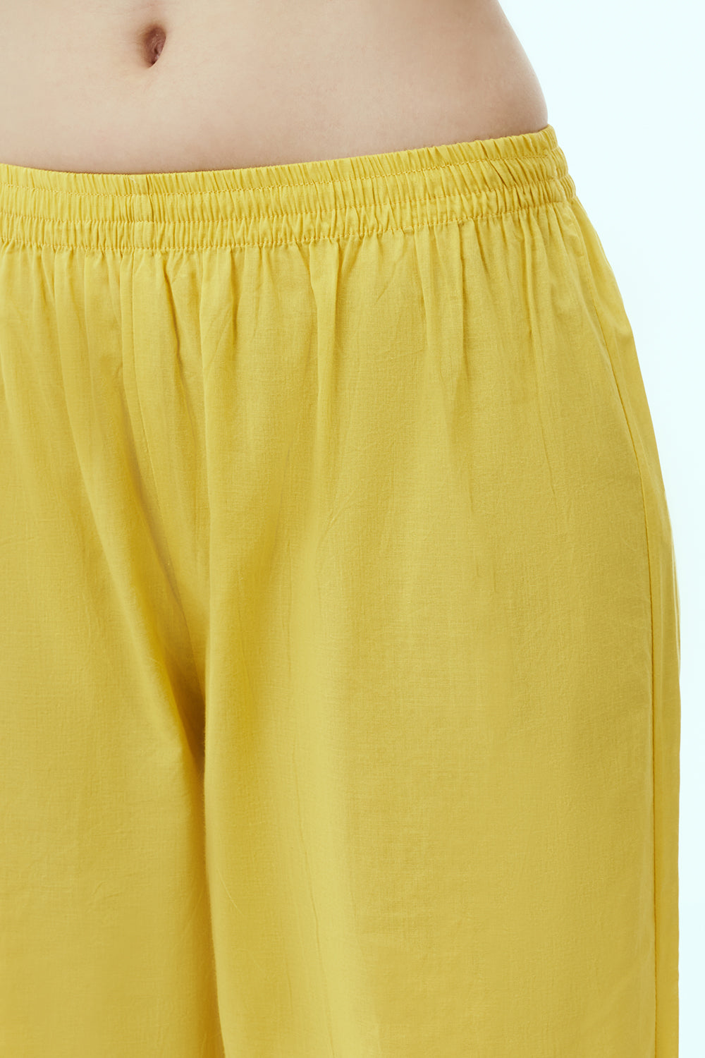 Yellow Mul Cotton Coord Set with Resham Embroidery