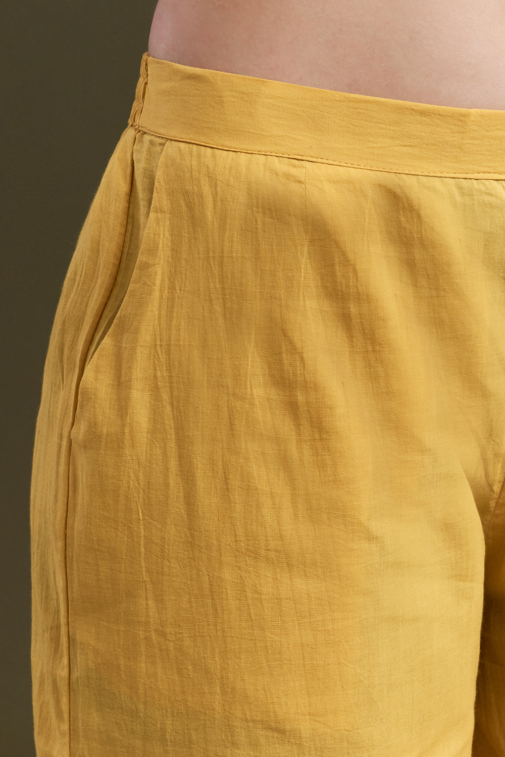 Yellow Mustard Chanderi Silk Kurta Set
