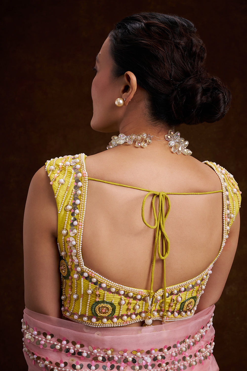 Yellow Raw Silk Contemporary Lehenga with Sequins and Acrylic Plastic Foil Work