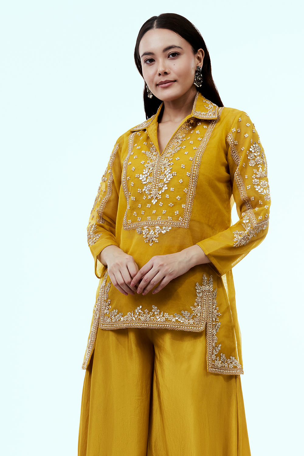Yellow Uppada Silk Suit Set with Zardosi Work