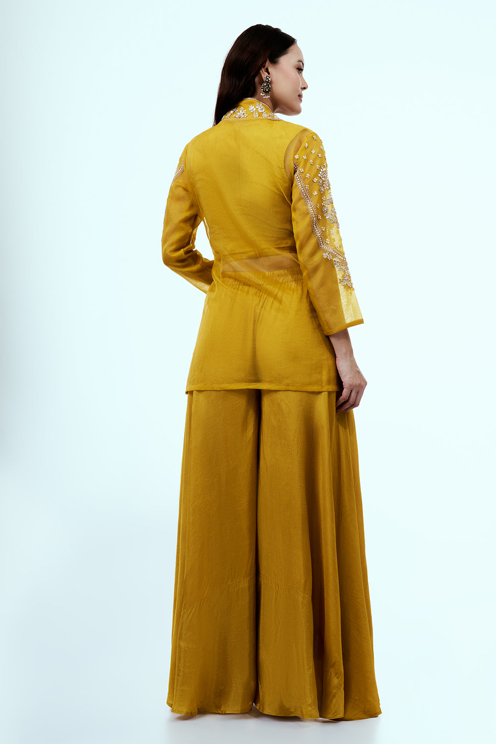 Yellow Uppada Silk Suit Set with Zardosi Work