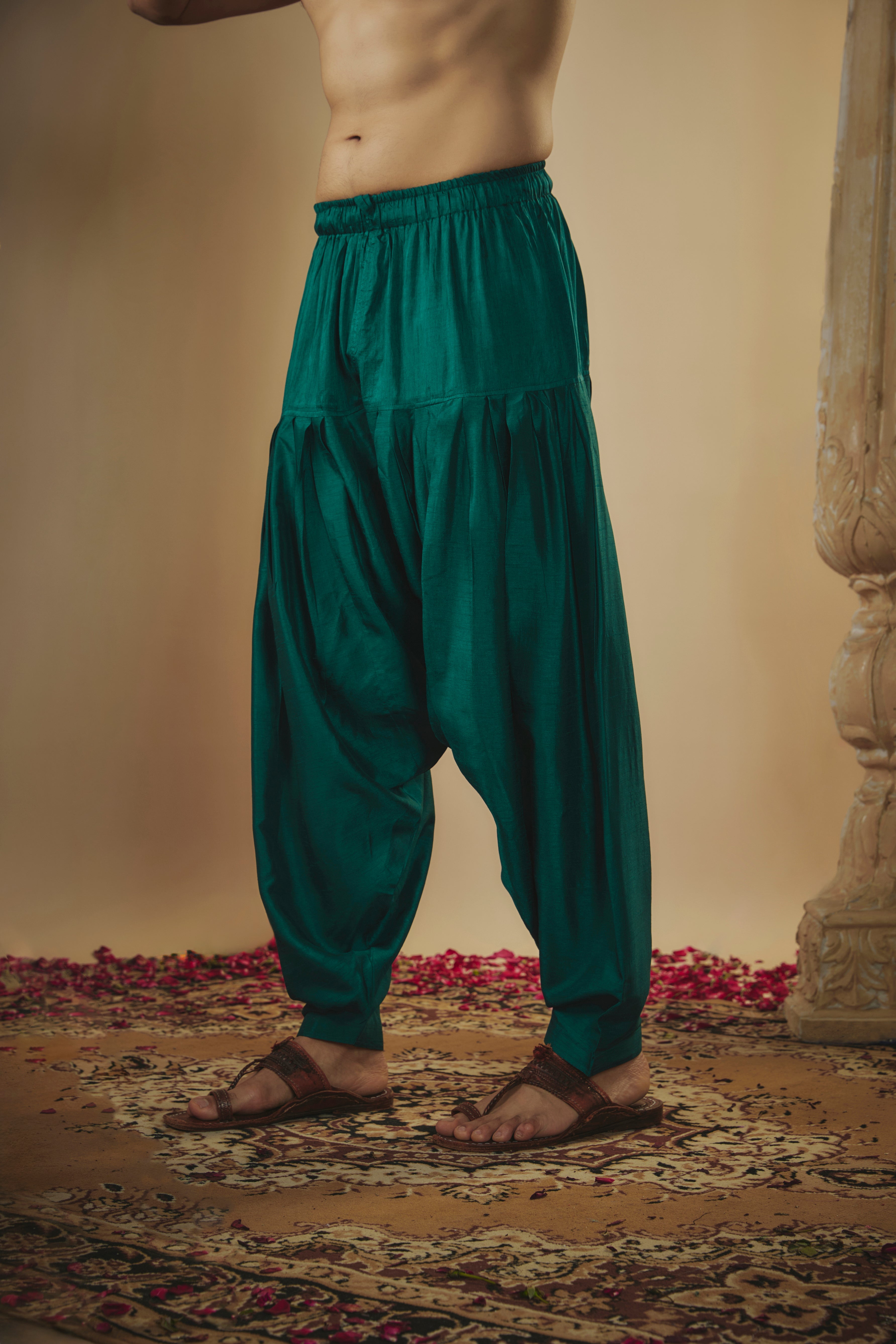 Midnight Blue Art Silk Kurta Set with Mirror Work