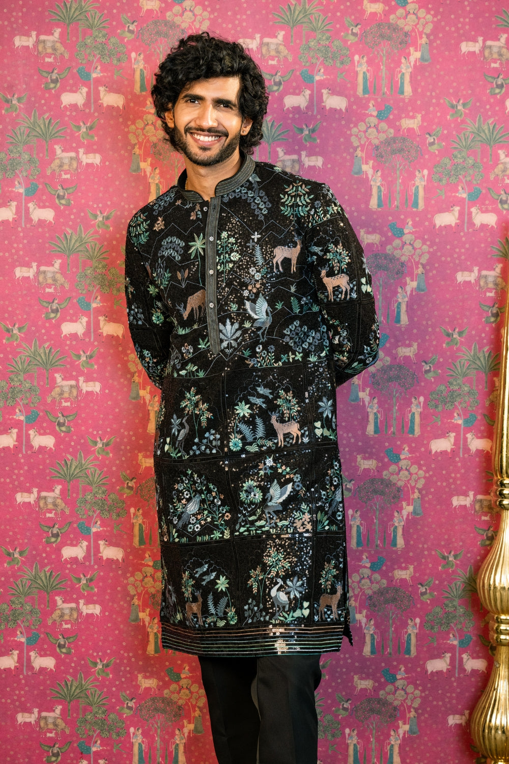 Georgette Kurta Set With Sequins And Resham Embroidery