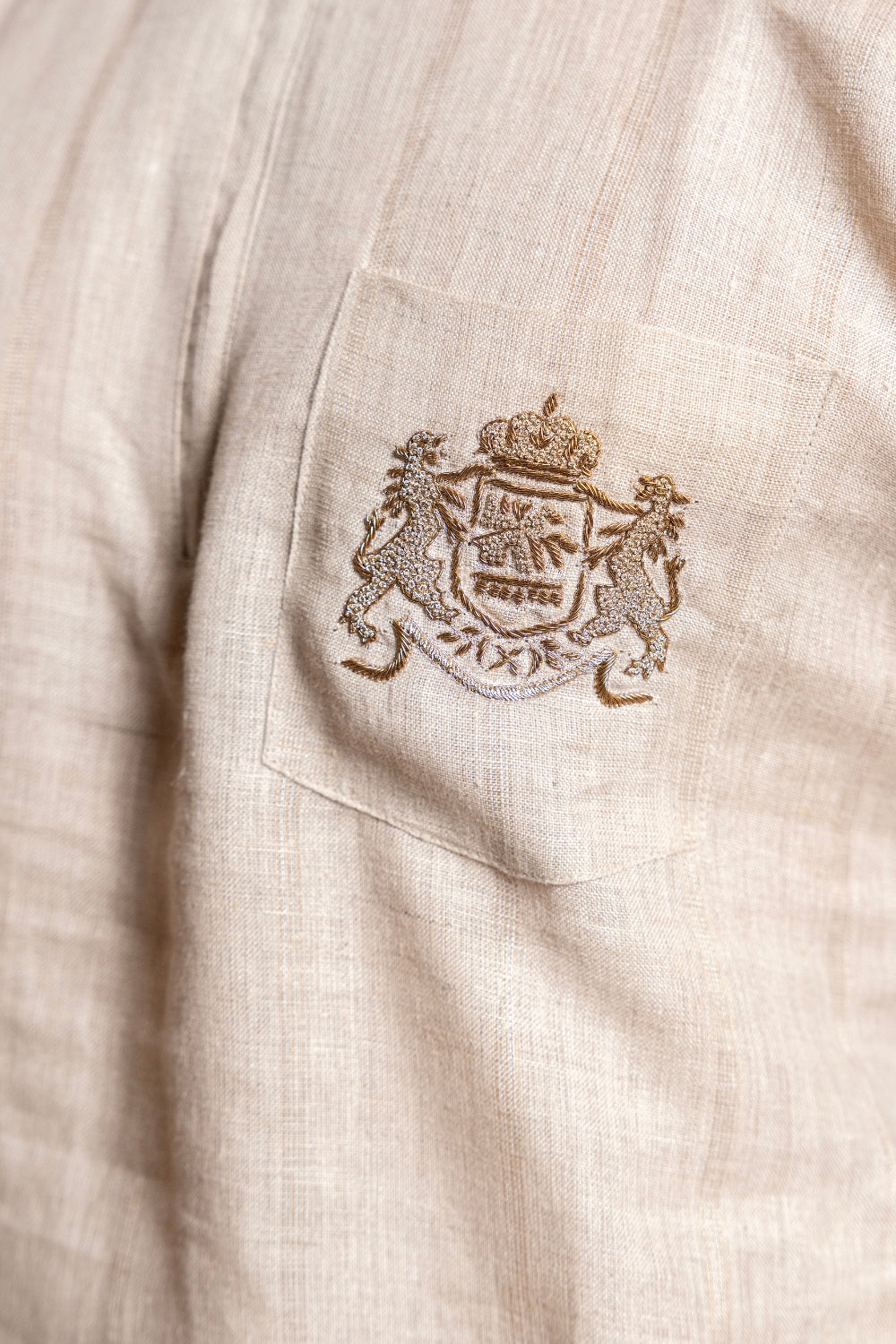 Linen Kurta Set With Zardosi Work