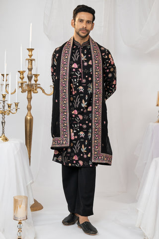 Georgette Kurta Set With Sequins And Resham Embroidery