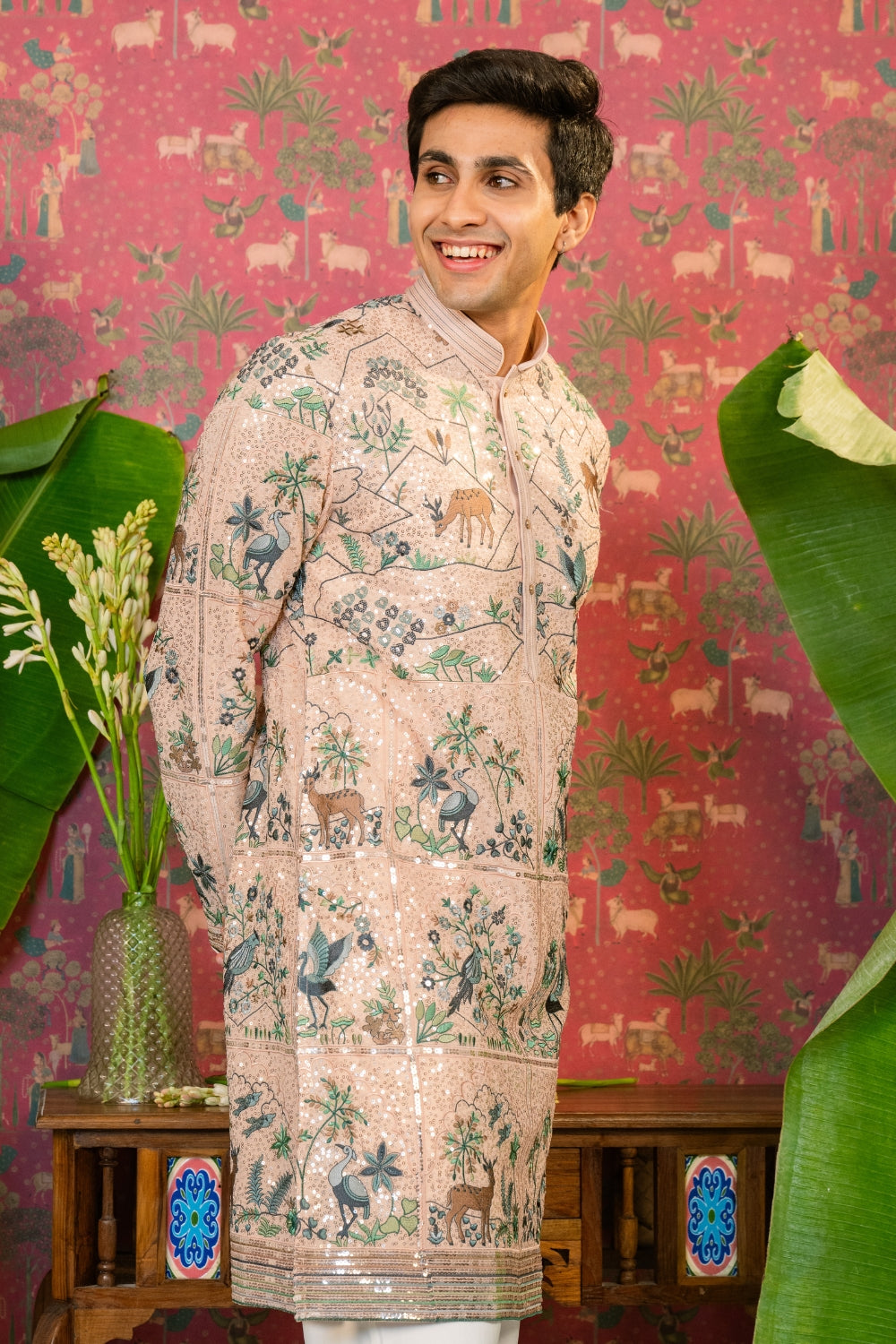 Georgette Kurta Set With Sequins And Resham Embroidery