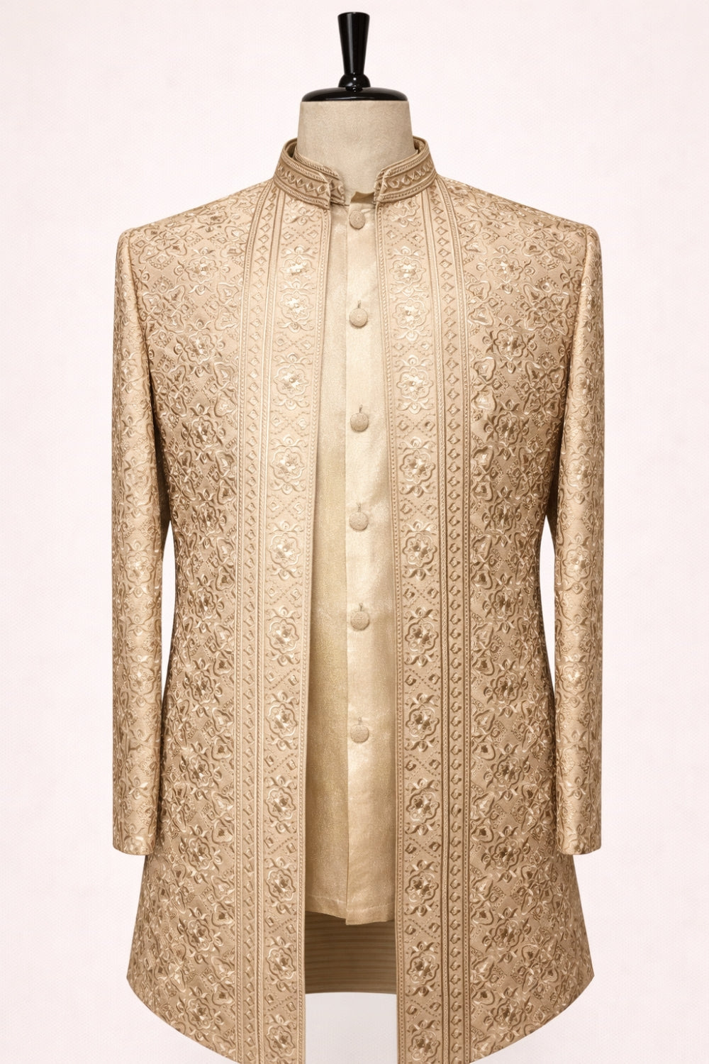 Golden Tissue Indo Western With Cutdana And Moti Work