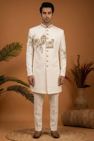 Off White Imported Indo Western With Cutdana And Zardosi Work