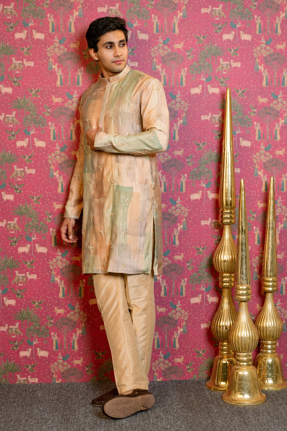 Pastel Multi Color Kurta Set With Stone Work