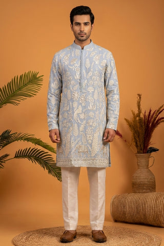 Georgette Kurta Set With Sequins Thread Work