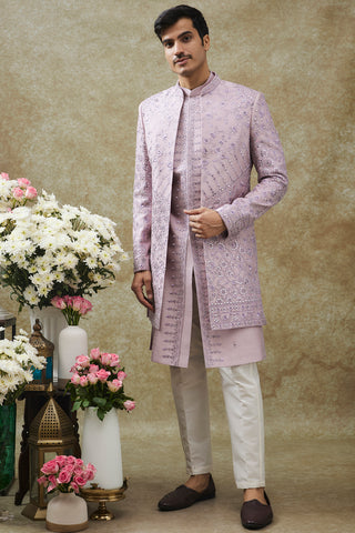 Orchid Purple Splendid Silk Open Indo Western Set