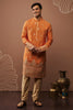 Orange Silk Hand & Machine Work Kurta Set