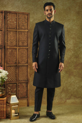 Classic Black Silk Indo-Western Set