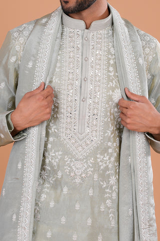Aquamarine Embroidered Men's Kurta Set