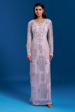 Baby Pink Net Gown with Cutdana Work