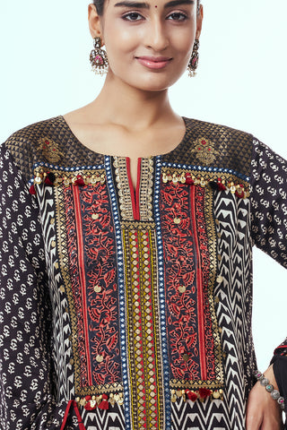 Black Modal Indo Western with Coin Detailing