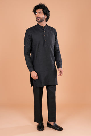 Classic Black Minimal Men's Kurta Set