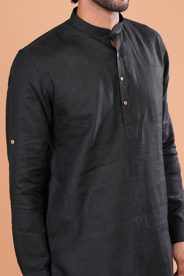 Classic Black Minimal Men's Kurta Set