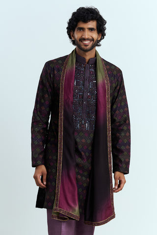 Deep Plum Embellished Men's Kurta Set