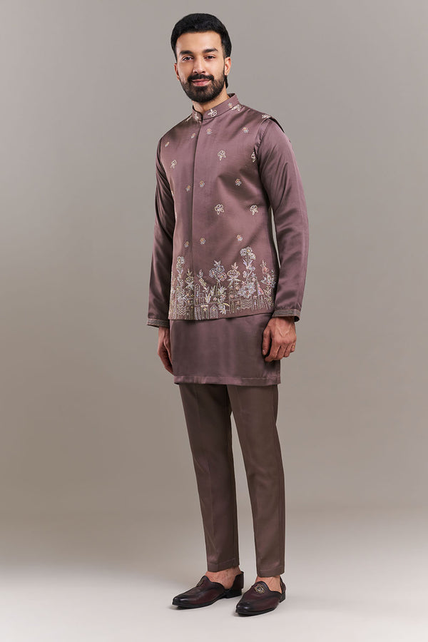 Dusty Onion Pink Nokia Silk Men's Kurta with Jacket