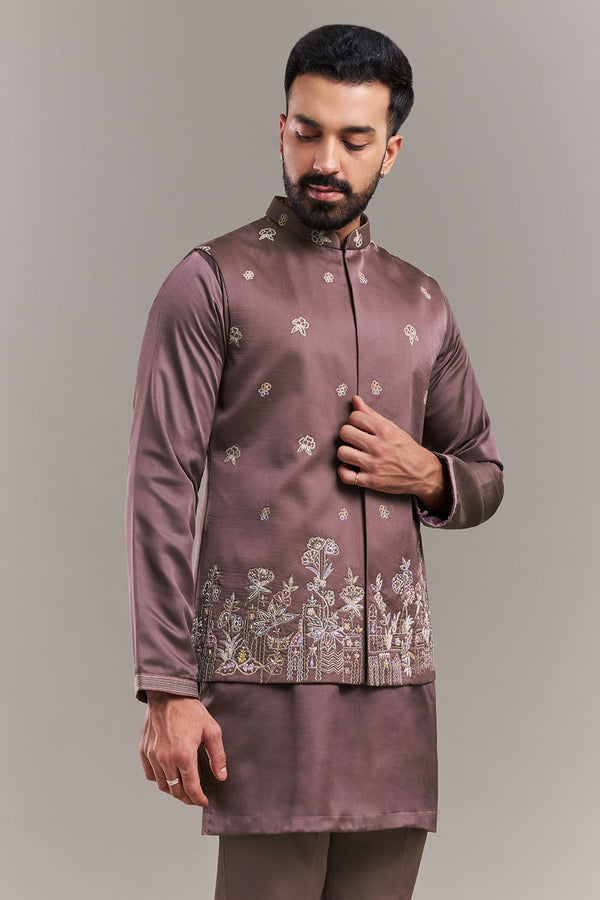 Dusty Onion Pink Nokia Silk Men's Kurta with Jacket