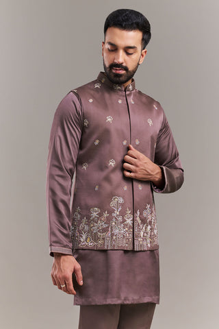 Dusty Onion Pink Nokia Silk Men's Kurta with Jacket