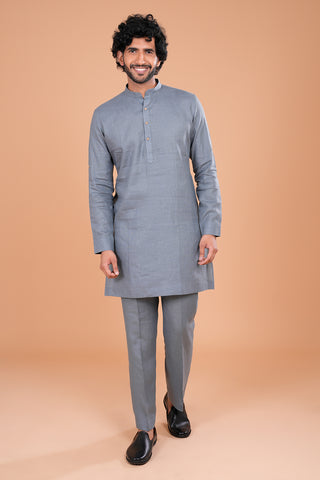 Elegant Grey Minimal Men's Kurta Set