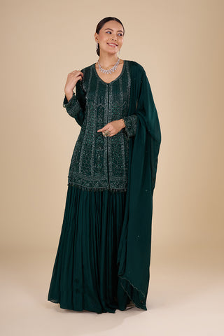 Emerald Green Kurta Sharara Set