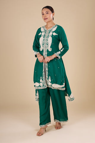 Emerald Green Silk Kurta Set
