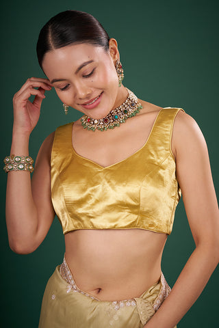 Gold Art Silk Plain Blouse