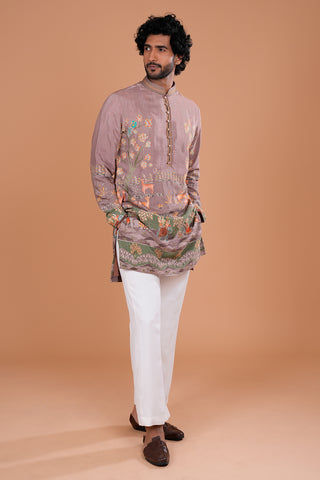 Heritage Scenic Embroidered Tissue Men's Kurta Set