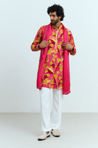 Hot Pink Printed Men's Kurta Set