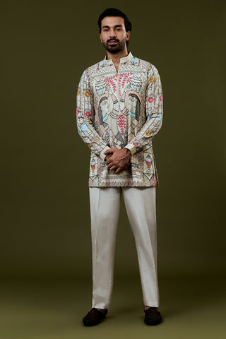 Ivory Tissue Kurta Set with Resham Embroidery