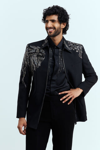 Jet Black Indo-Western Men's Suit Set